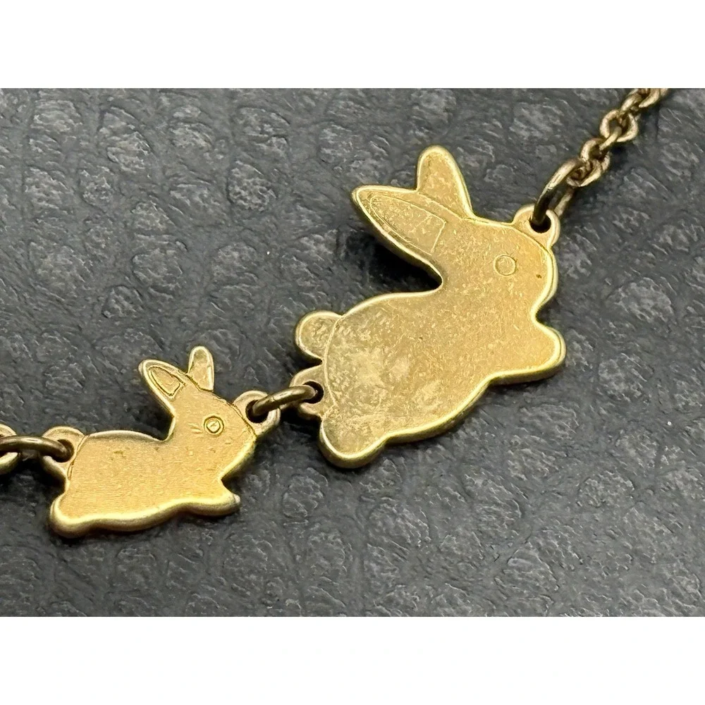 Avon Vintage Rare Family Of Bunnies Mom And Babies Bunny Necklace Gold Tone 15